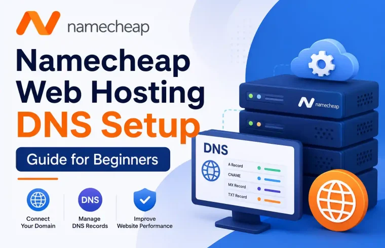 Namecheap Web Hosting DNS setup guide showing how to configure DNS records, connect a domain, and manage hosting settings for beginners.