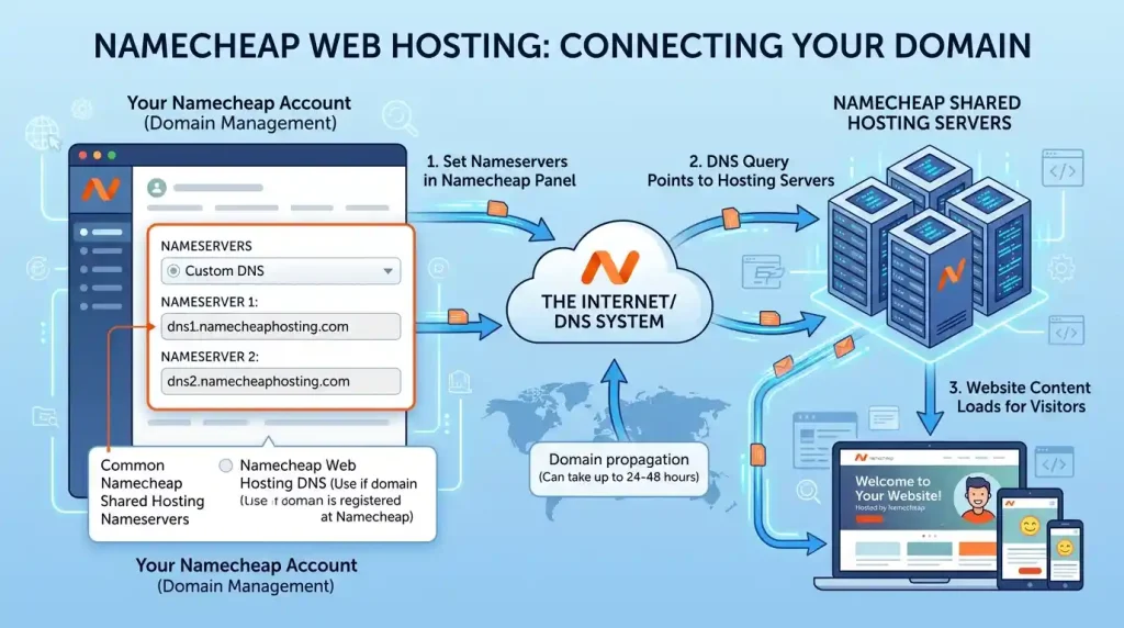 Learn how Namecheap Web Hosting Nameservers connect your domain to your hosting account for a fast, secure, and reliable website.