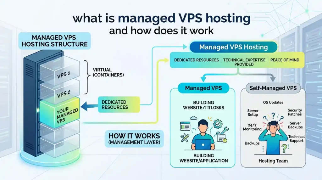 Visual explanation of what is managed vps hosting for beginners
