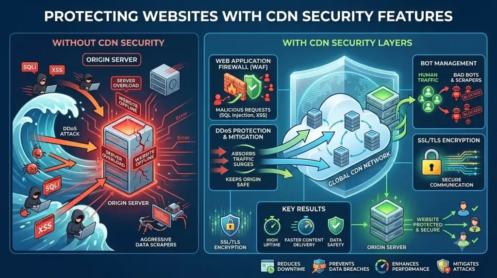 CDN security features that help protect websites from online threats