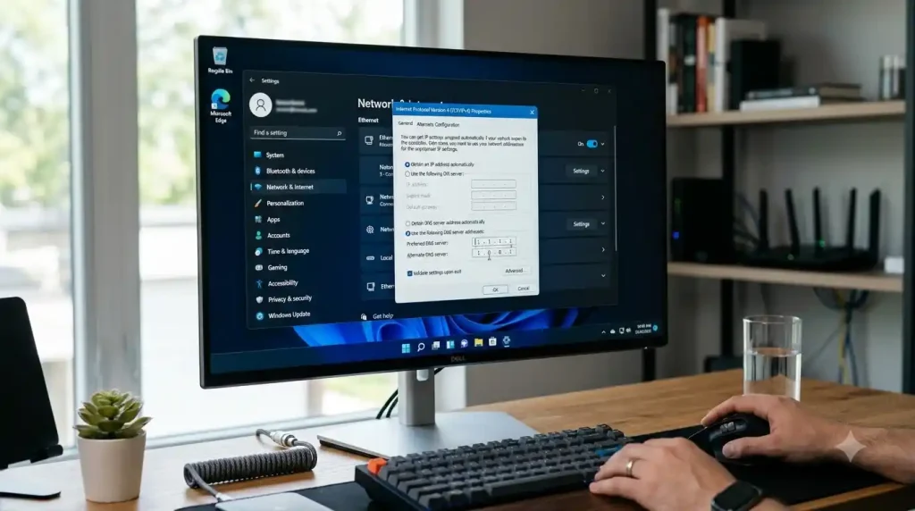 changing DNS server settings on Windows