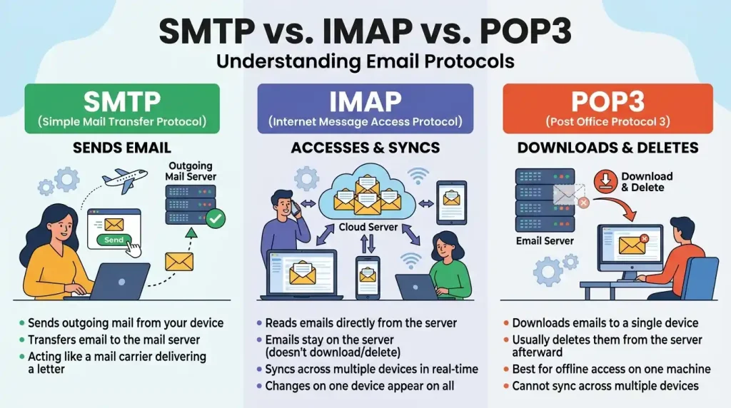SMTP vs. IMAP vs. POP3