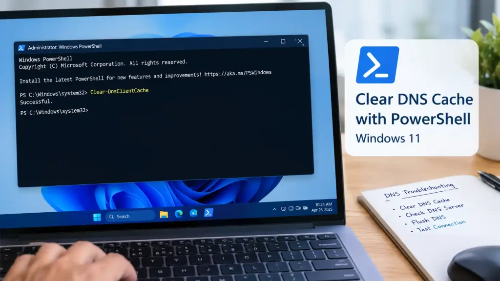 Clear DNS cache Windows 11 with PowerShell