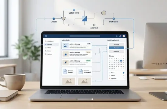 Content management software dashboard for organizing website content and documents Image title: Content Management Software Guide