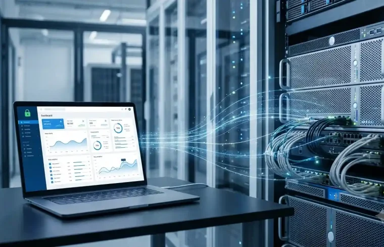 Web host server storing website files and delivering website content